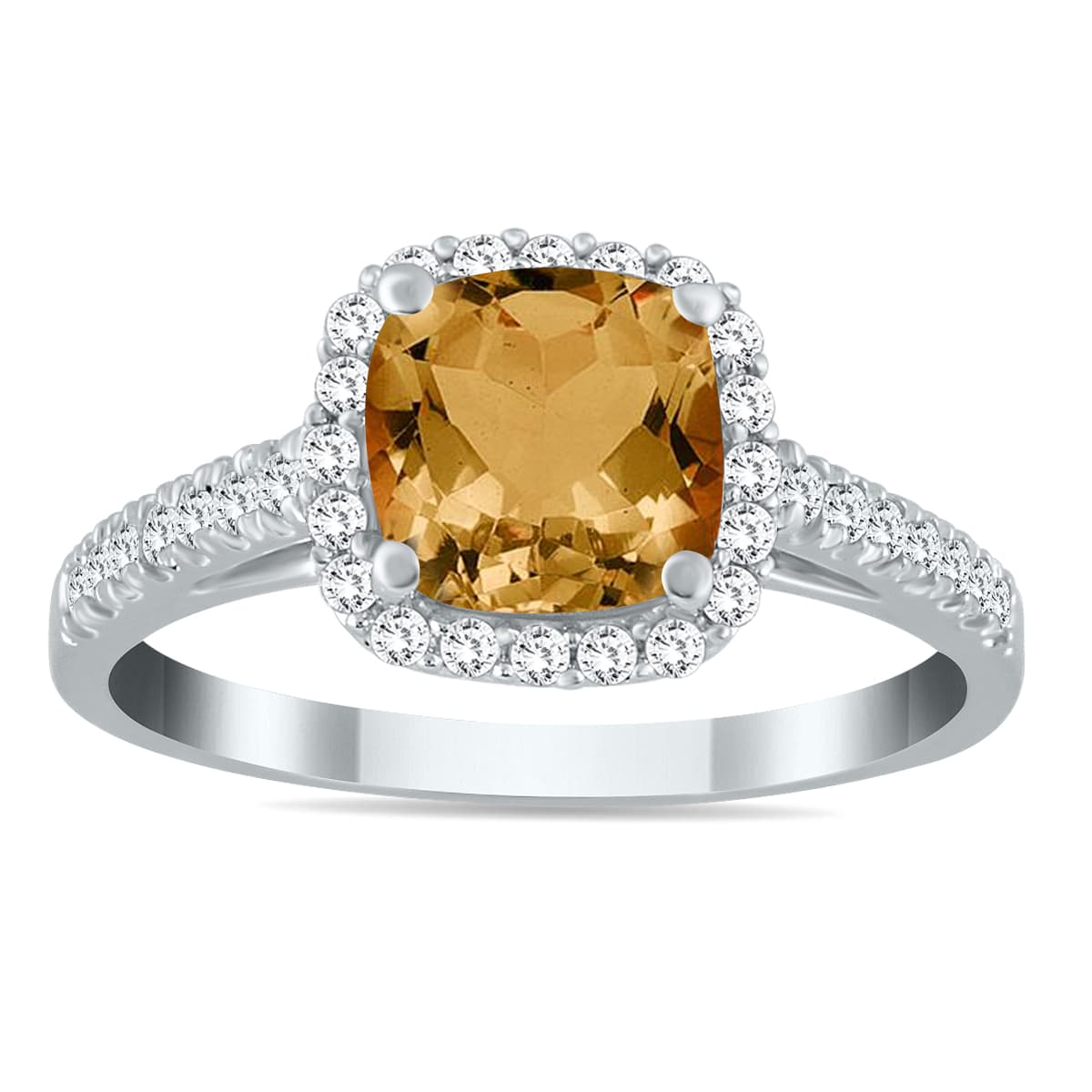 Citrine and Diamond Ring in 10K White Gold