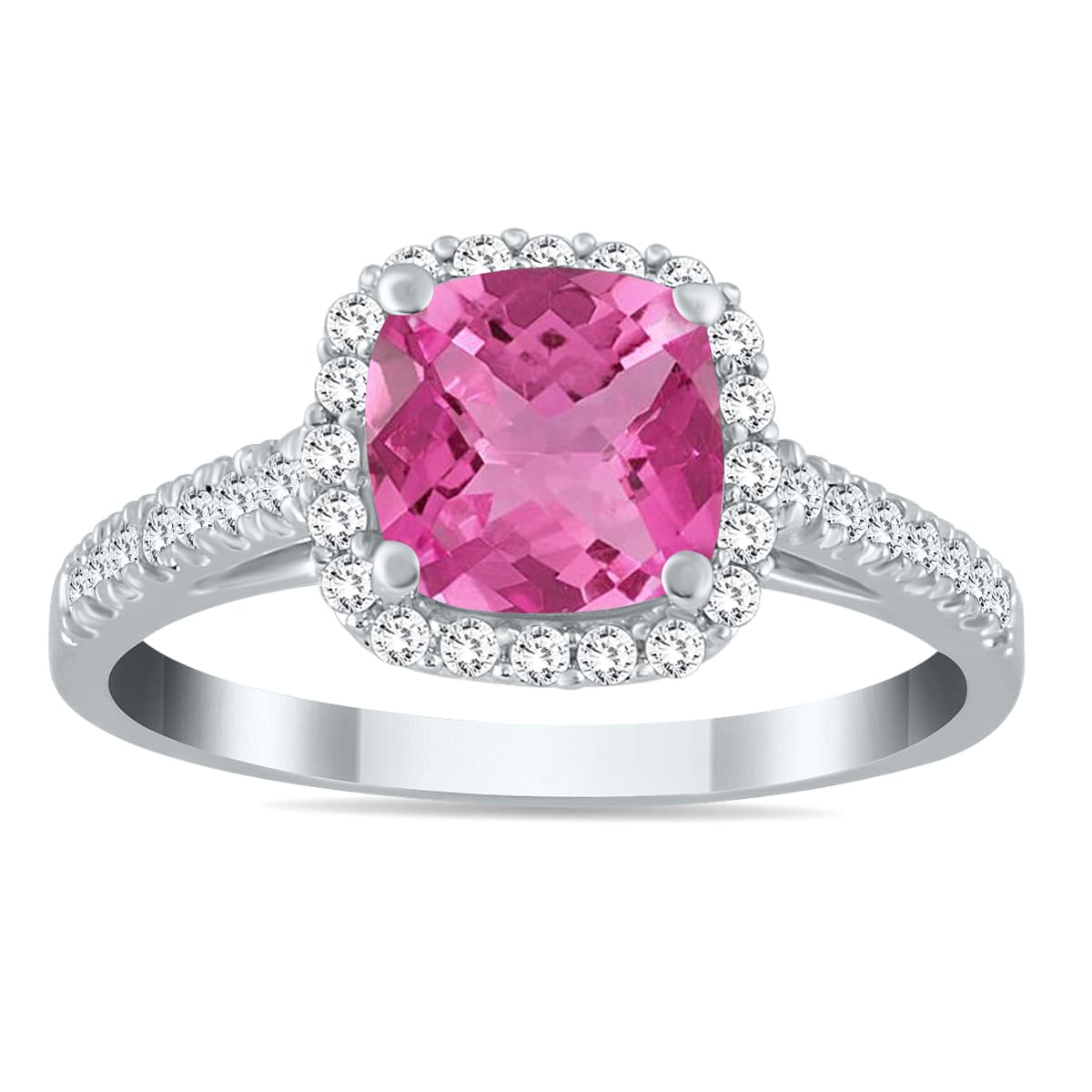 Pink Topaz and Diamond Ring in 10K White Gold