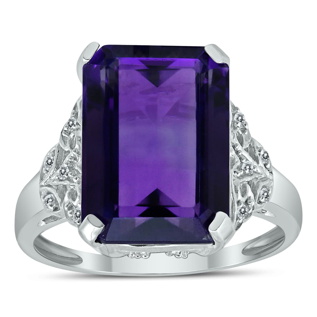 Amethyst and Diamond Royal Splendor Cocktail Ring in.925 Sterling Silver