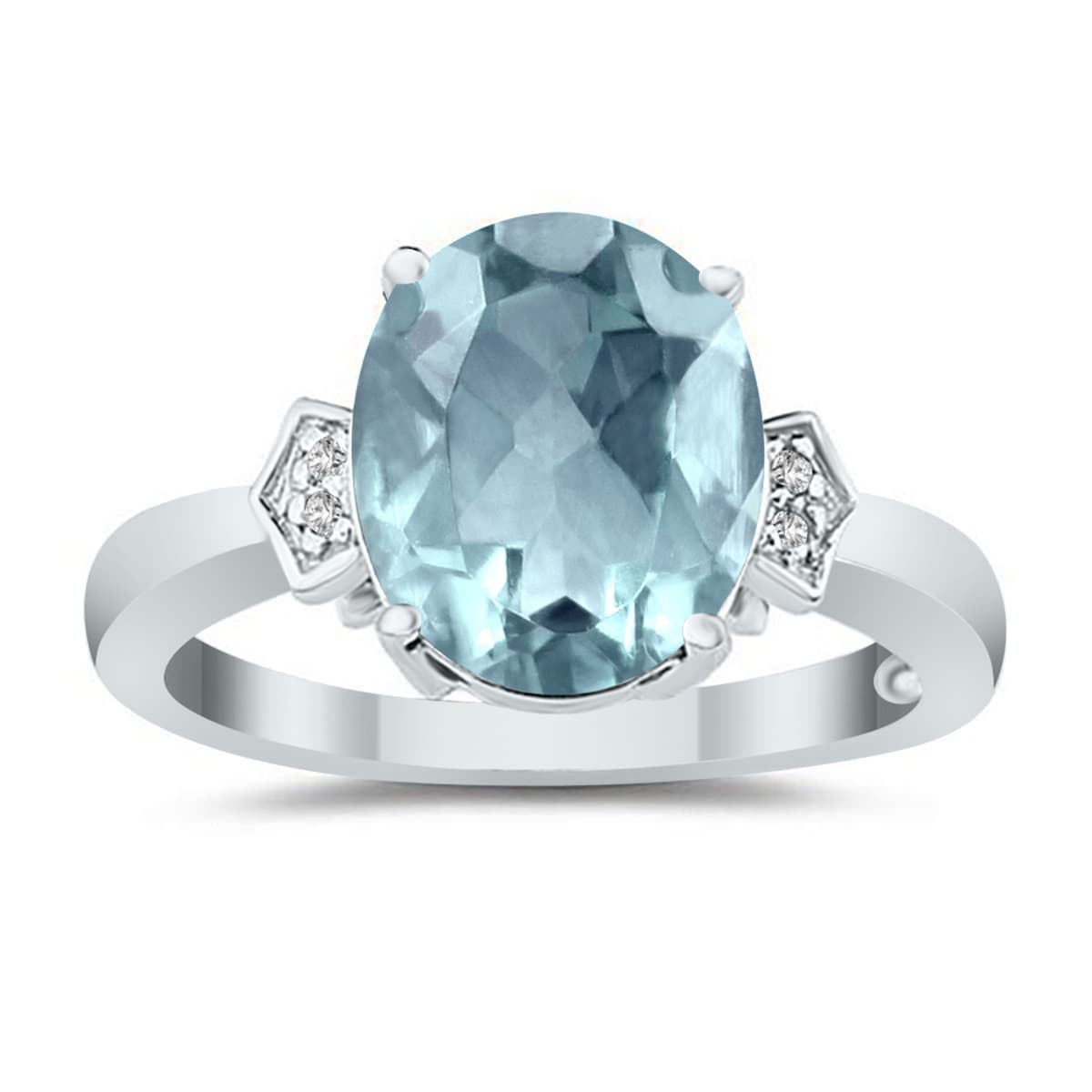 Aquamarine and Diamond Ring in 10K White Gold