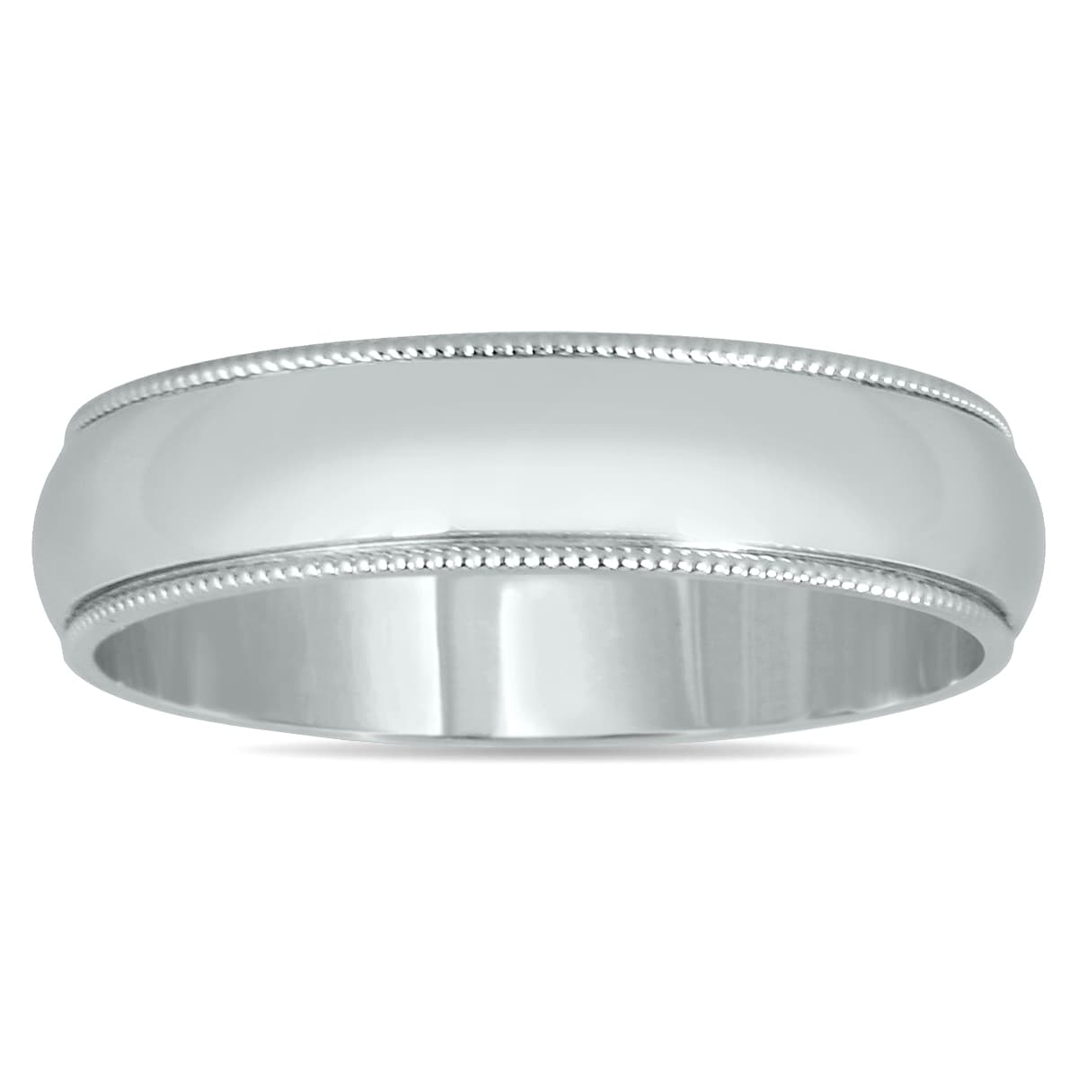 4mm Milgrain Edge Comfort Fit Wedding Band in 14K White Gold