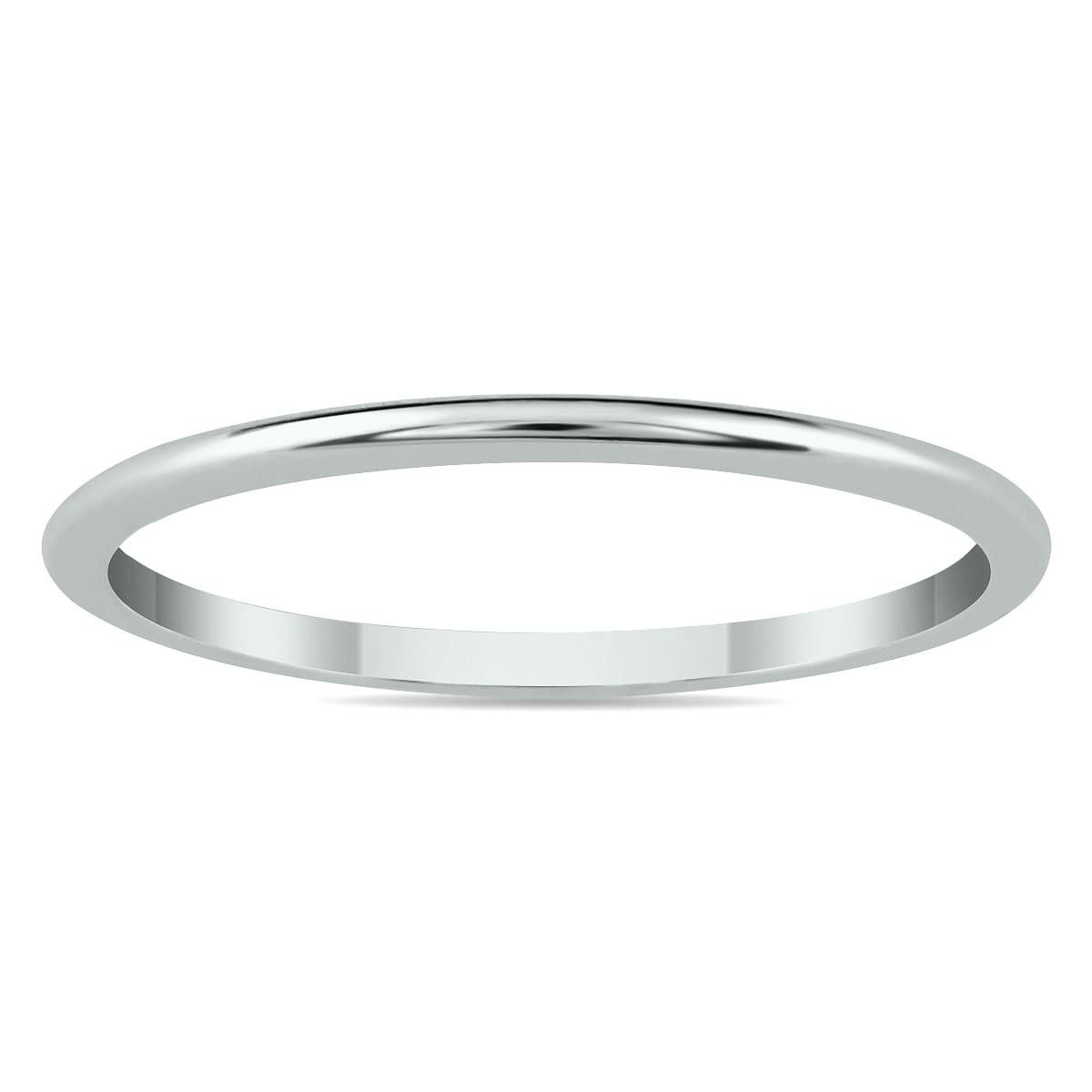 1mm Thin Domed Wedding Band in 14K White Gold