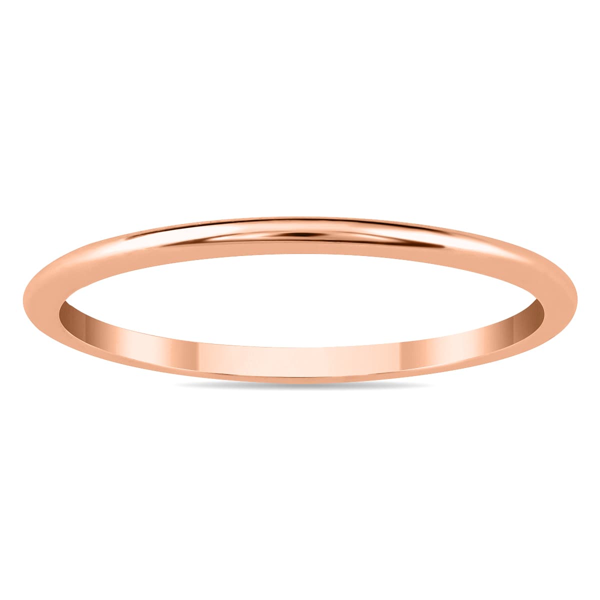 1mm Thin Domed Wedding Band in 14K Pink Gold