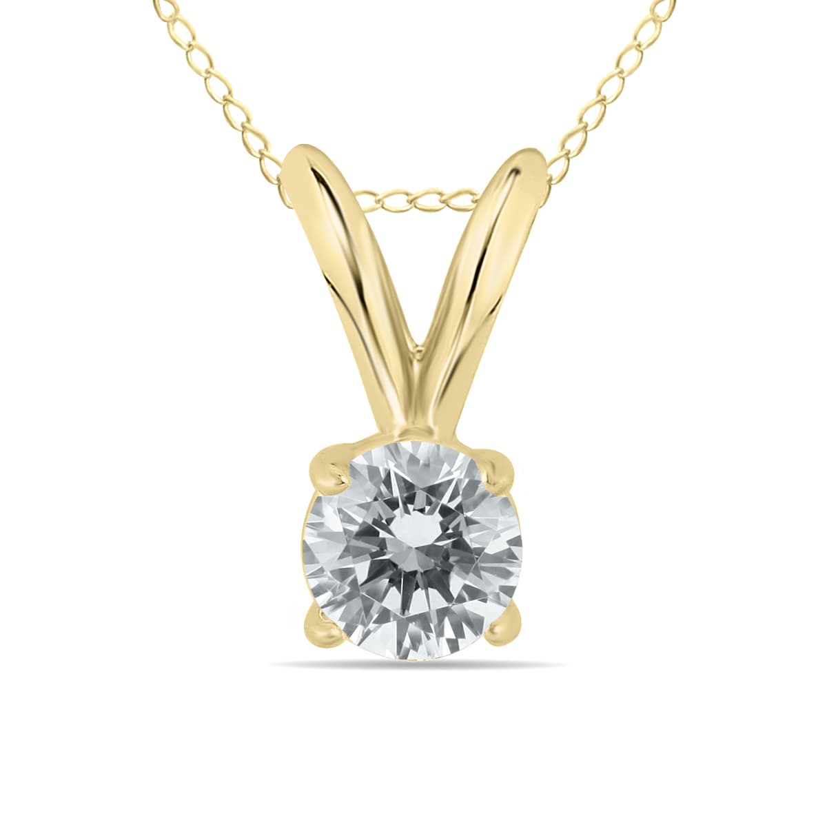 1/10 Carat Round Diamond Solitaire Pendant in 14K Yellow Gold