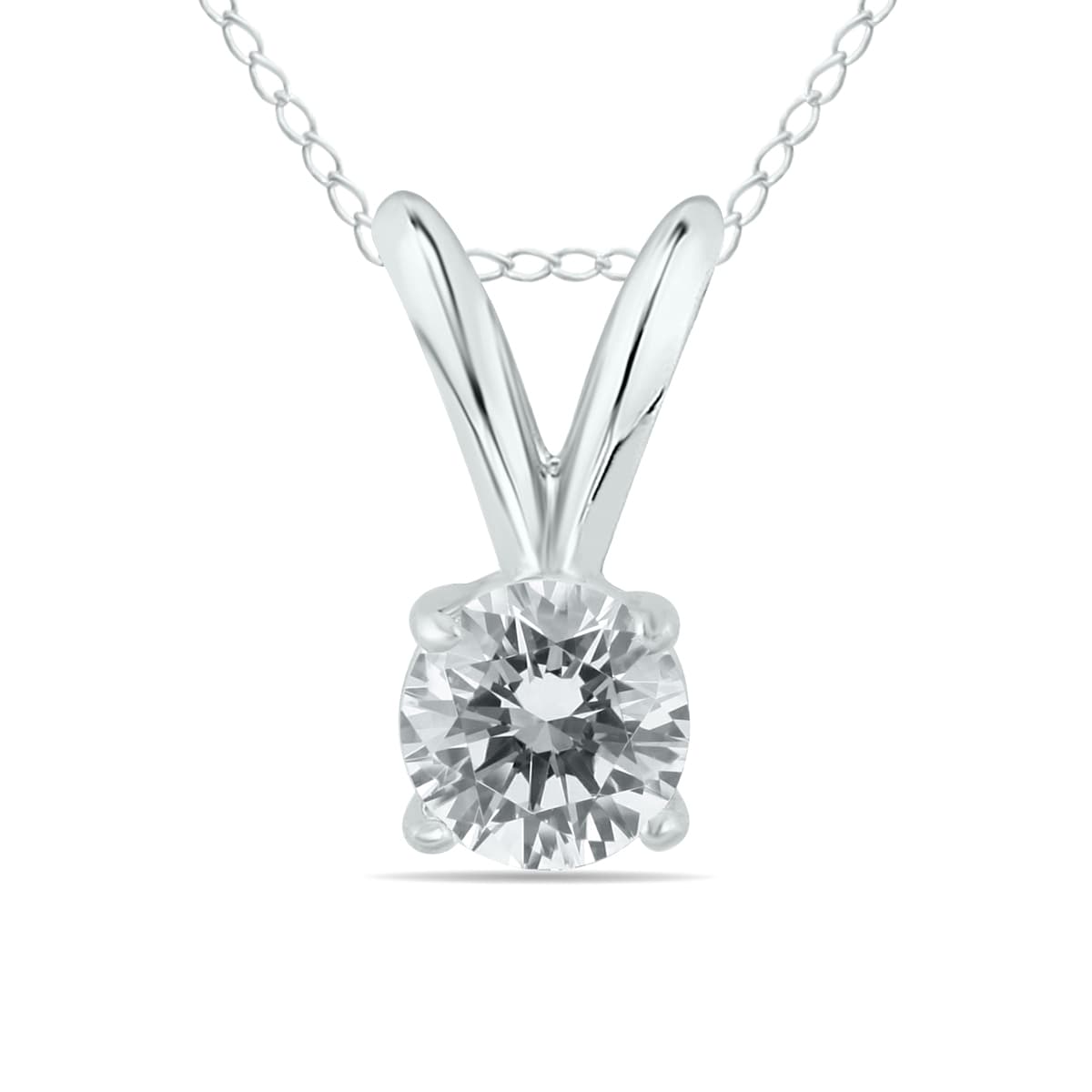 1/7 Carat Round Diamond Solitaire Pendant in 14K White Gold