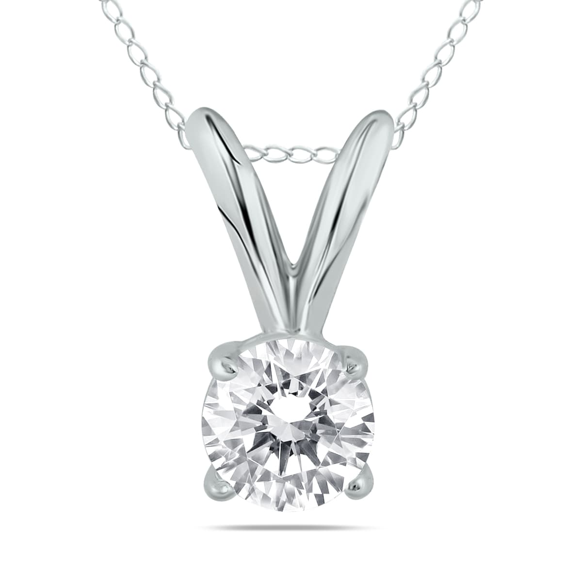 1/4 Carat Round Diamond Solitaire Pendant in 14K White Gold