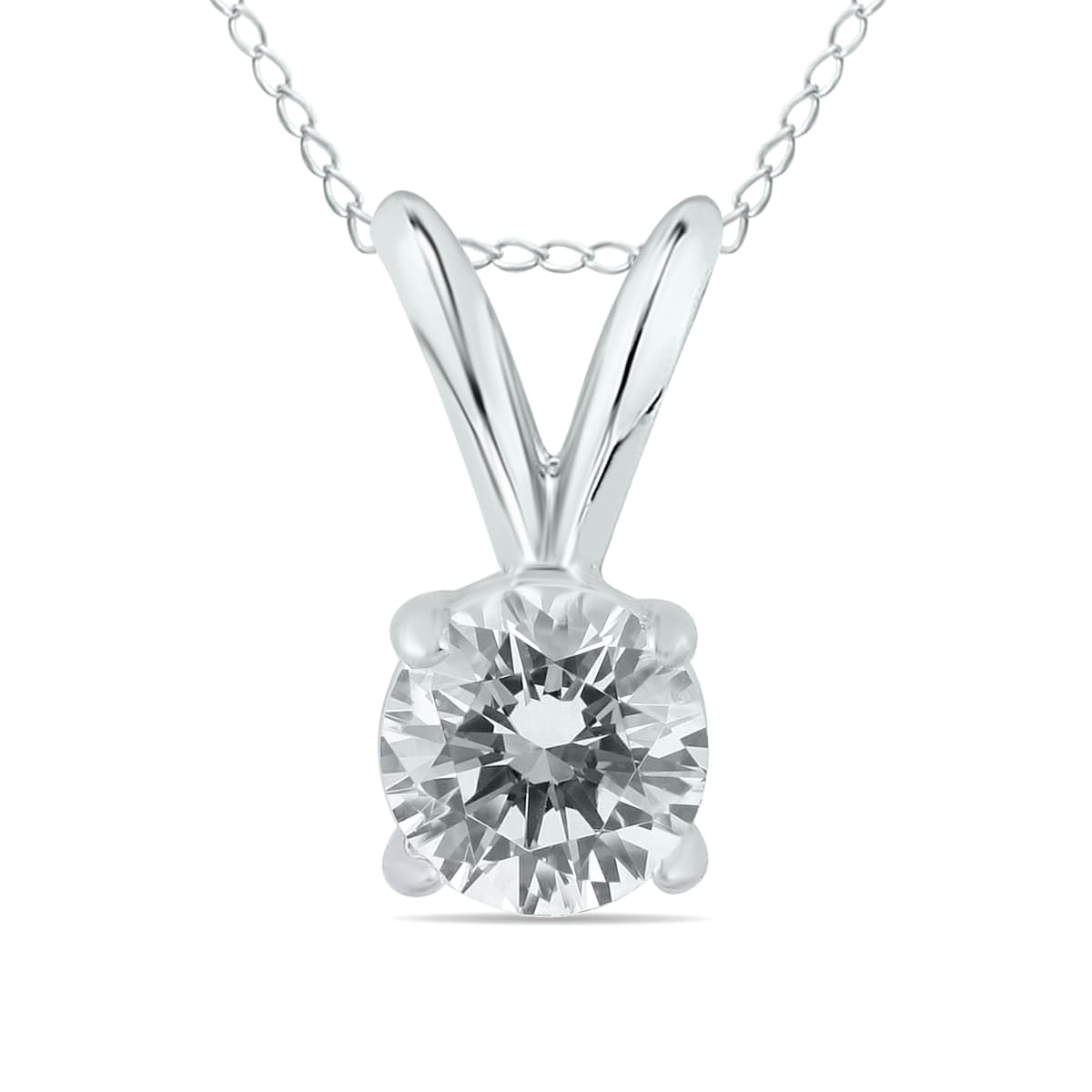 1/3 Carat Round Diamond Solitaire Pendant in 14K White Gold