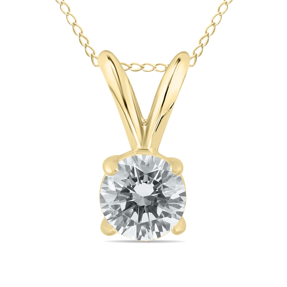 1/3 Carat Round Diamond Solitaire Pendant in 14K Yellow Gold