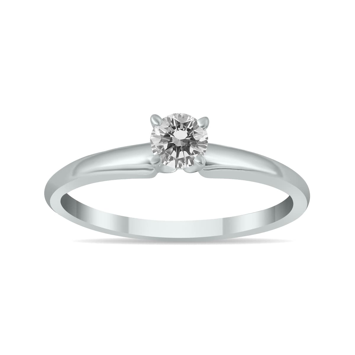 1/10 Carat Round Diamond Solitaire Ring in 14K White Gold