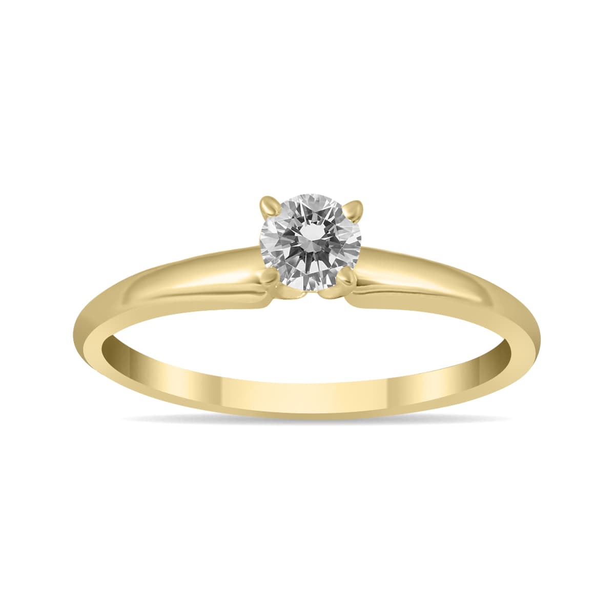 1/7 Carat Round Diamond Solitaire Ring in 14K Yellow Gold