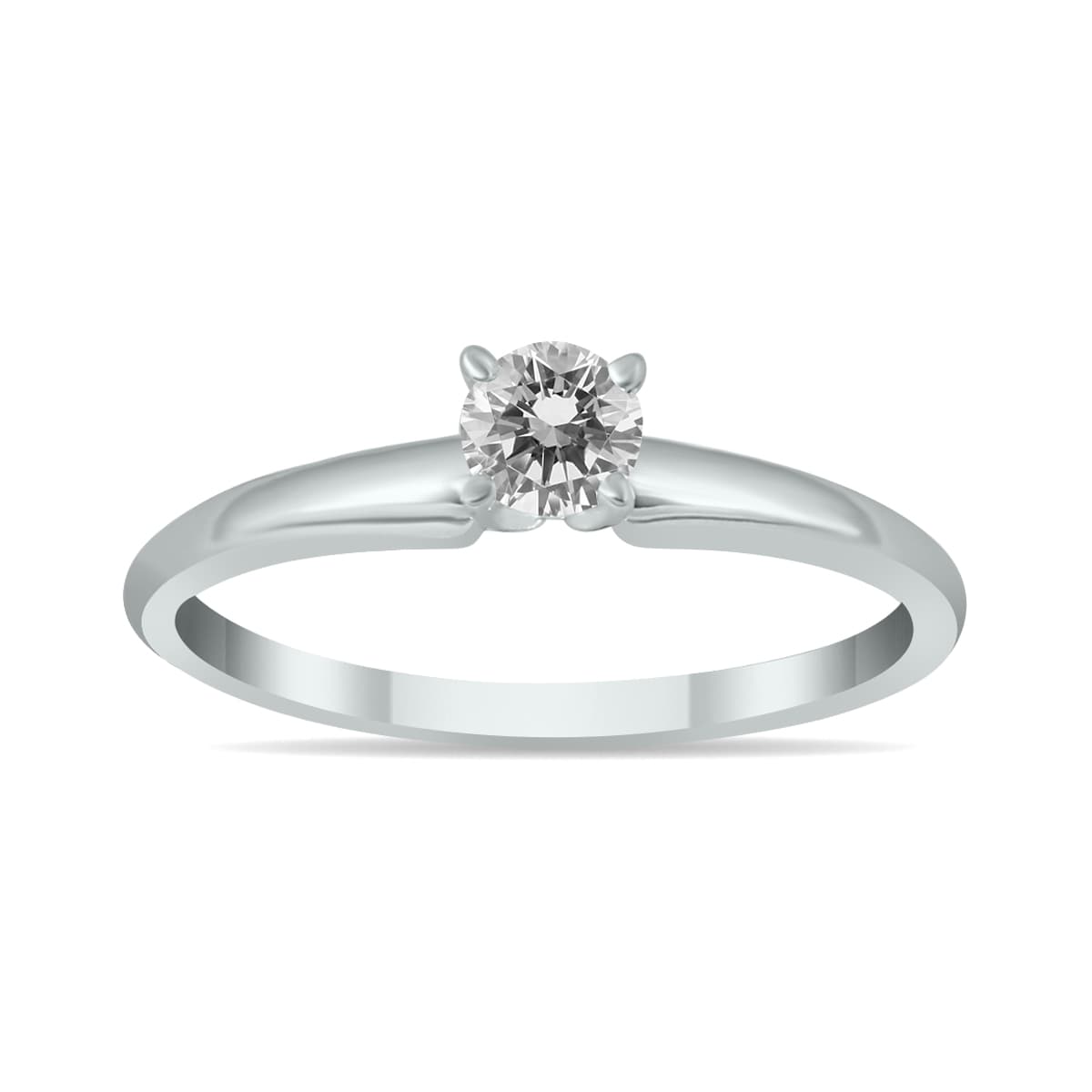 1/4 Carat Round Diamond Solitaire Ring in 14K White Gold