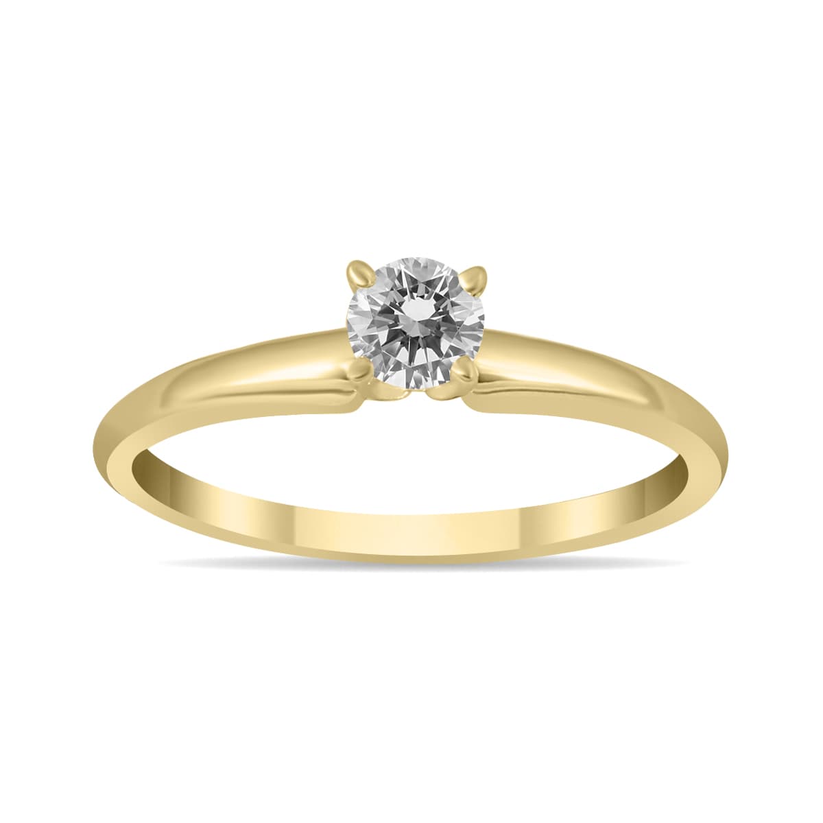 1/4 Carat Round Diamond Solitaire Ring in 14K Yellow Gold