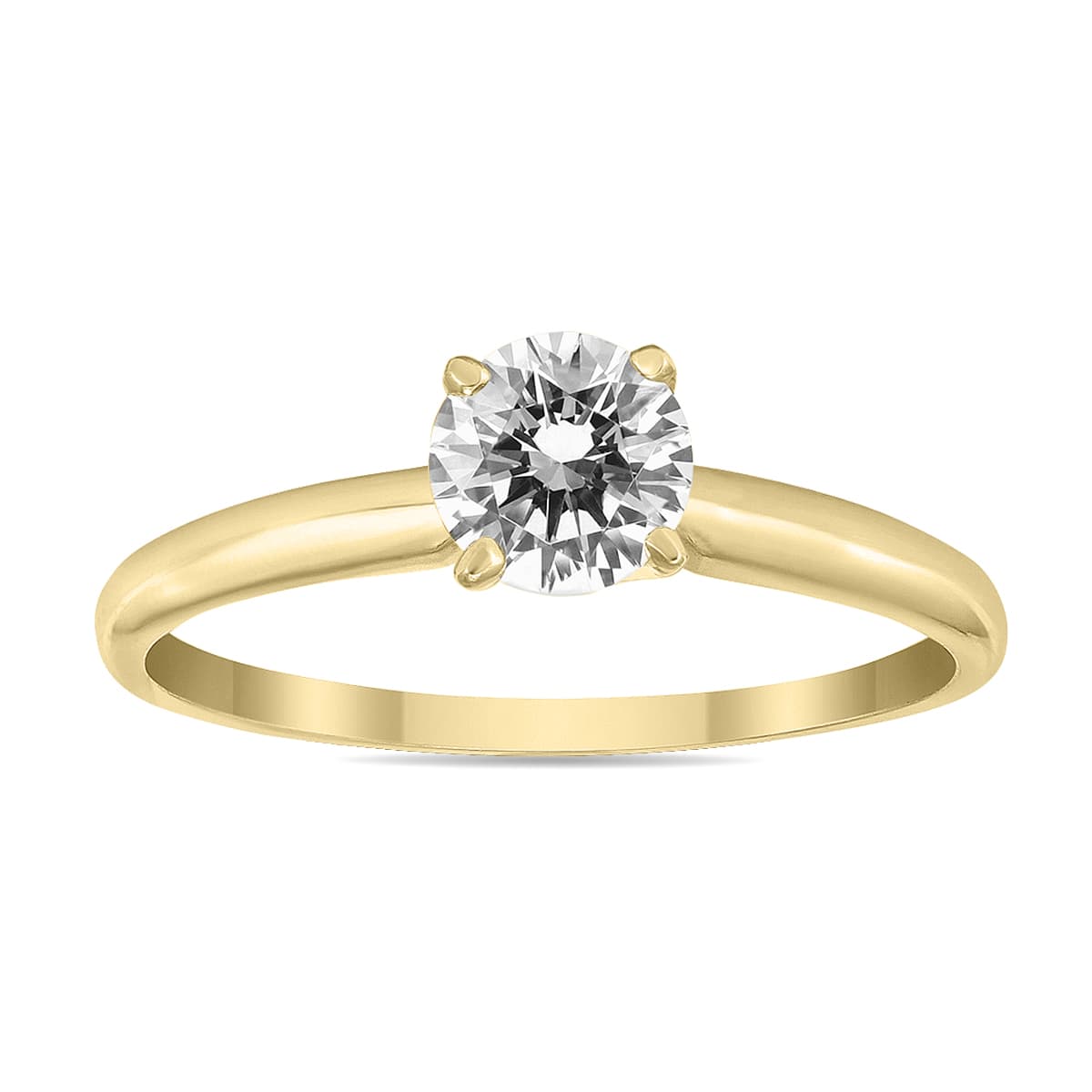 1/3 Carat Round Diamond Solitaire Ring in 14K Yellow Gold
